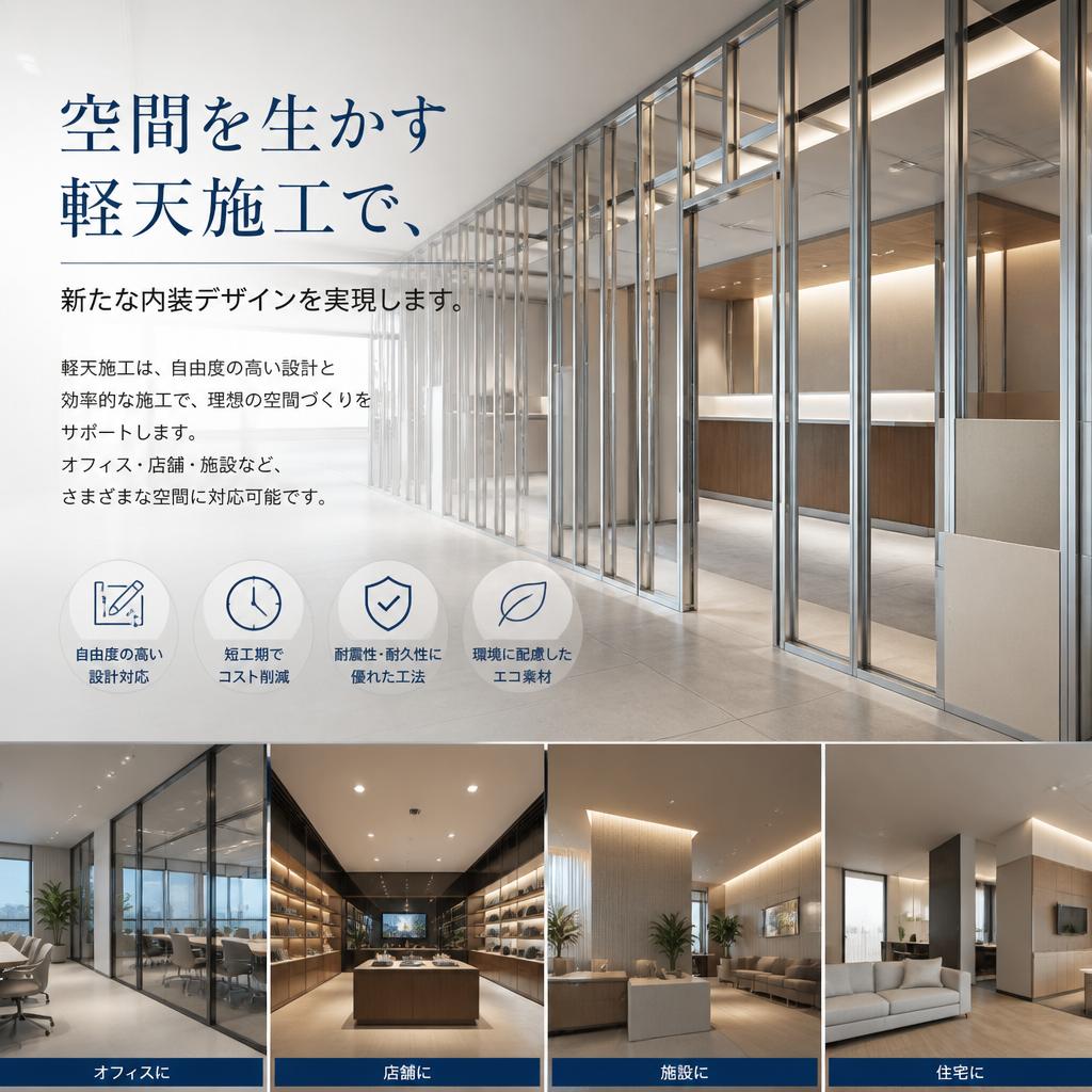 空間を生かす軽天施工で、新たな内装デザインを実現します。