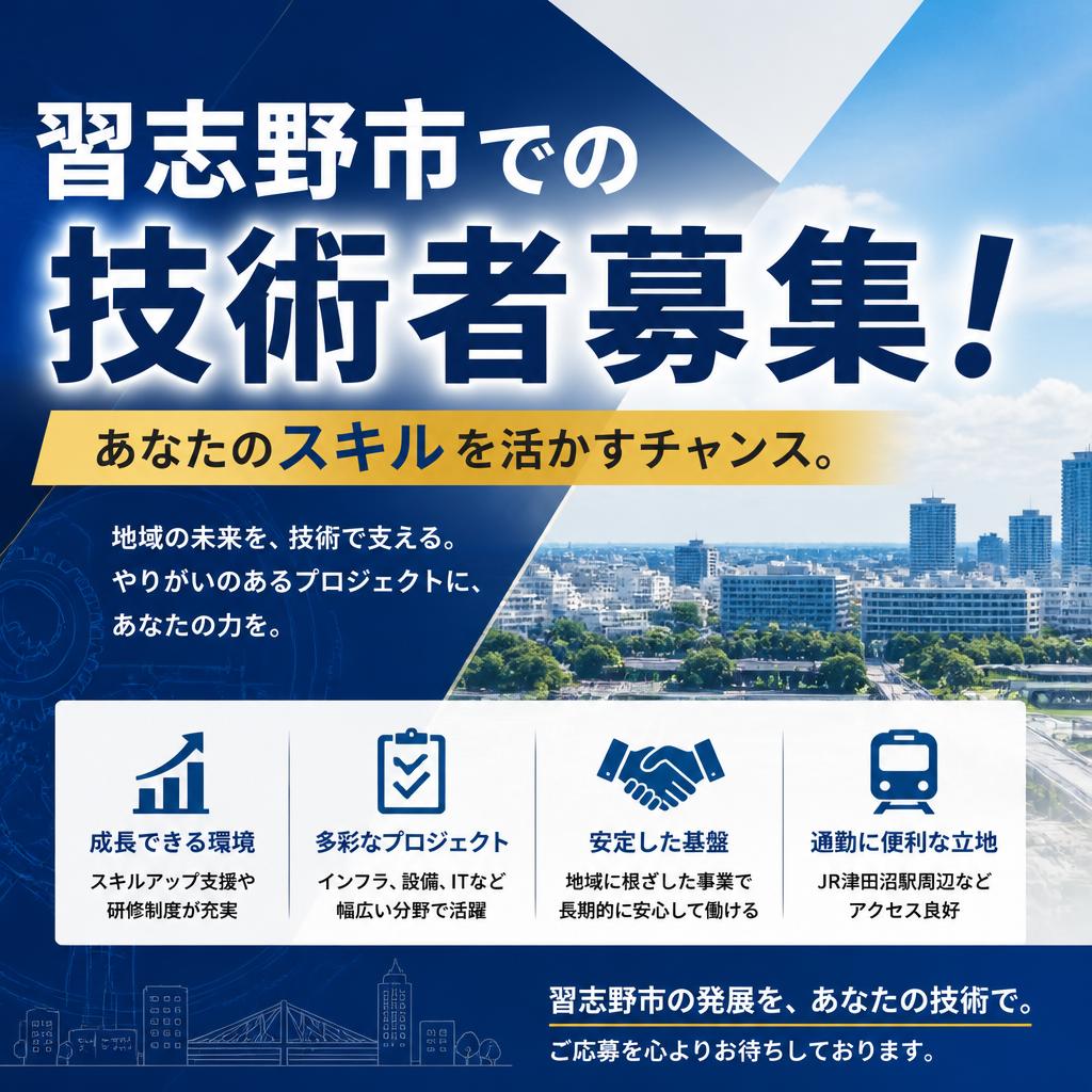 習志野市での技術者募集！あなたのスキルを活かすチャンス。