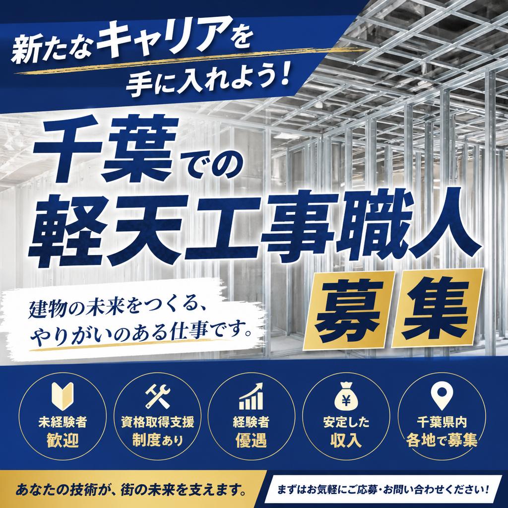 新たなキャリアを手に入れよう！千葉での軽天工事職人募集